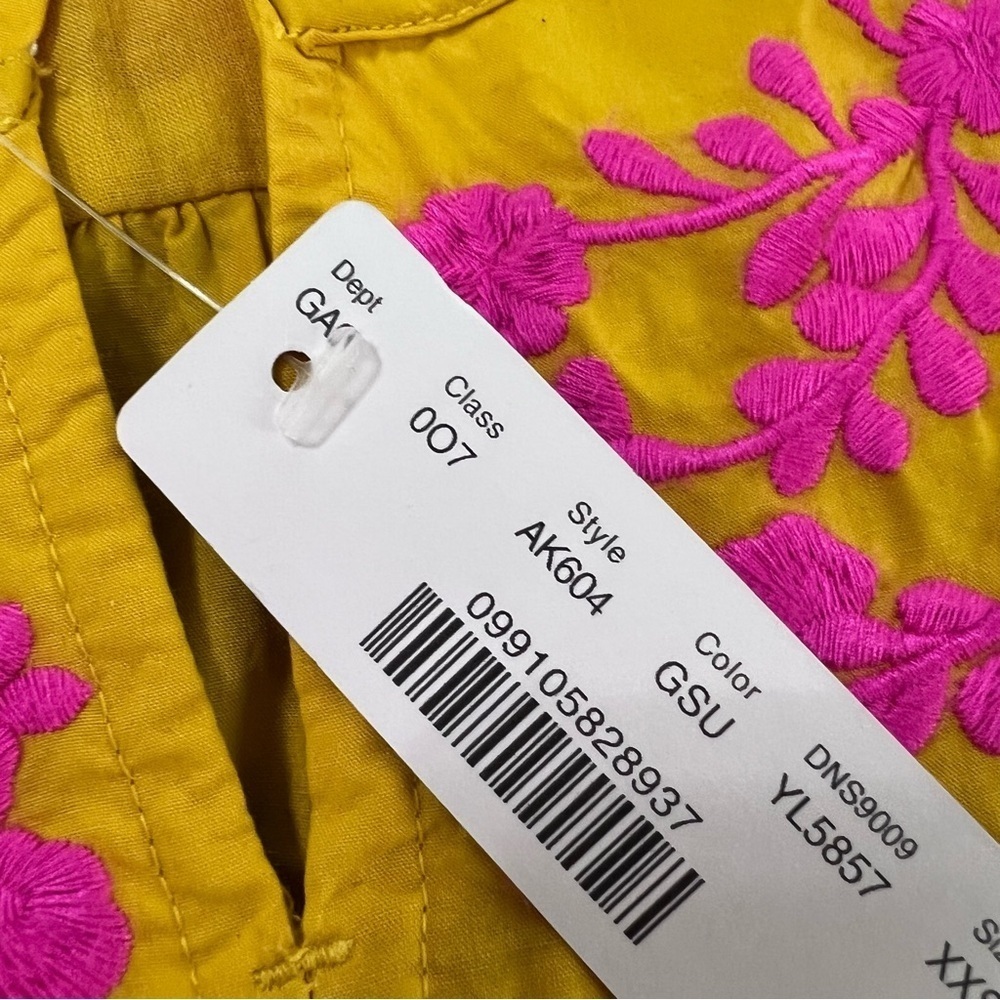 J. Crew Top Women XXS Floral Embroidered Blouse Shirt Yellow Boho P - Picture 6 of 7